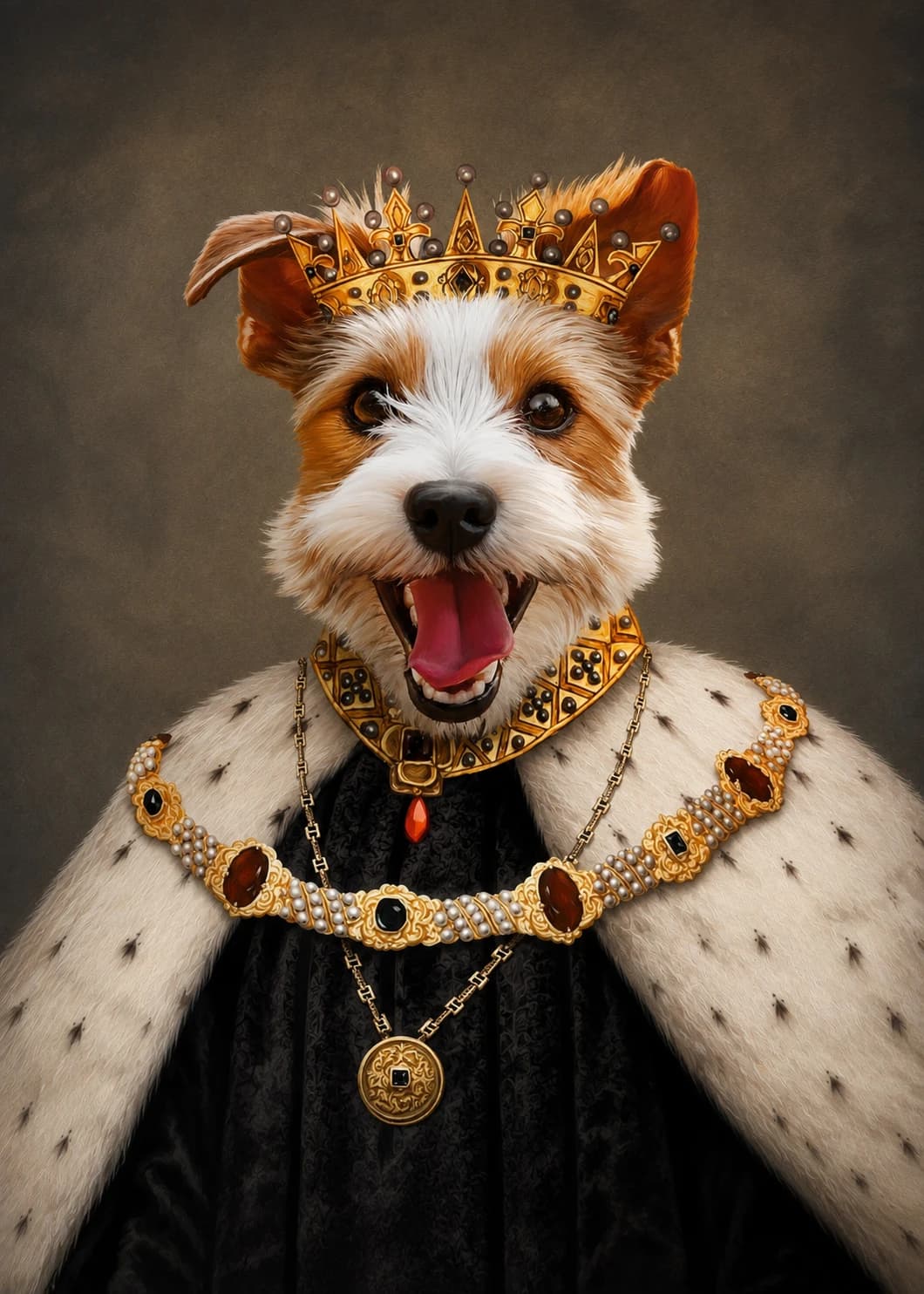 Crowned King custom pet portrait